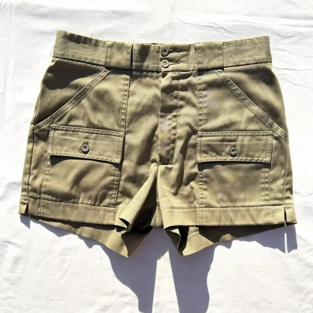 Vintage Eddie Bauer X Sportif Mens 32 Khaki Dad Cargo Shorts Hiking 30